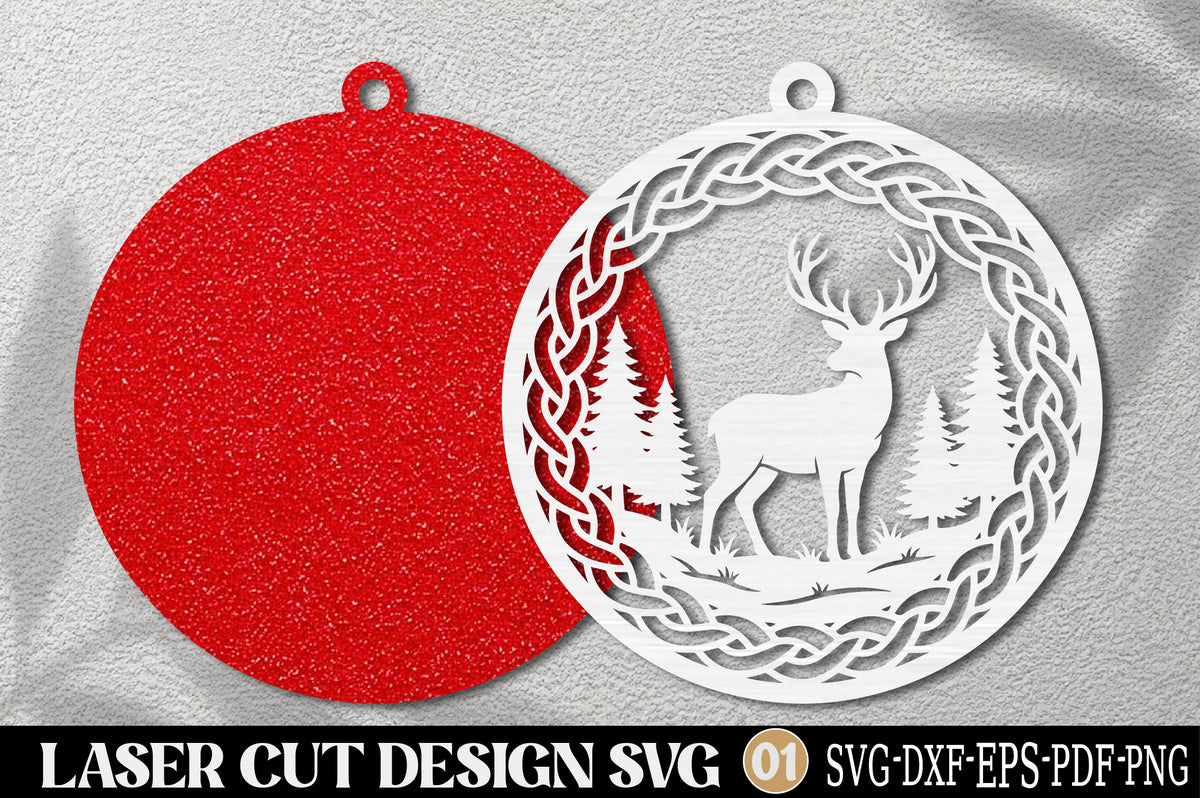 Celtic Reindeer Christmas Ornament Laser Cut SVG