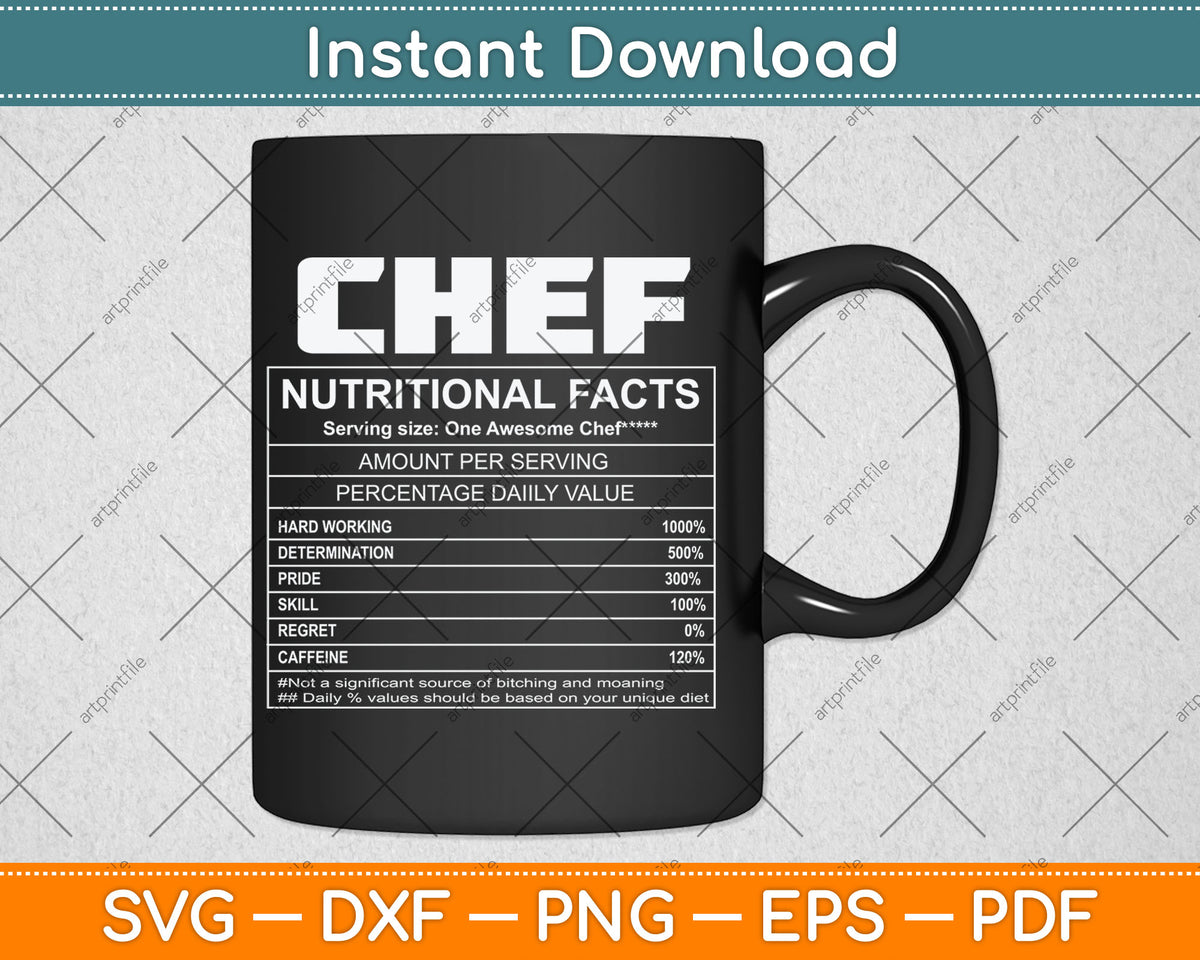 Chef Nutrition Fact Father's Day Svg Digital Cutting File