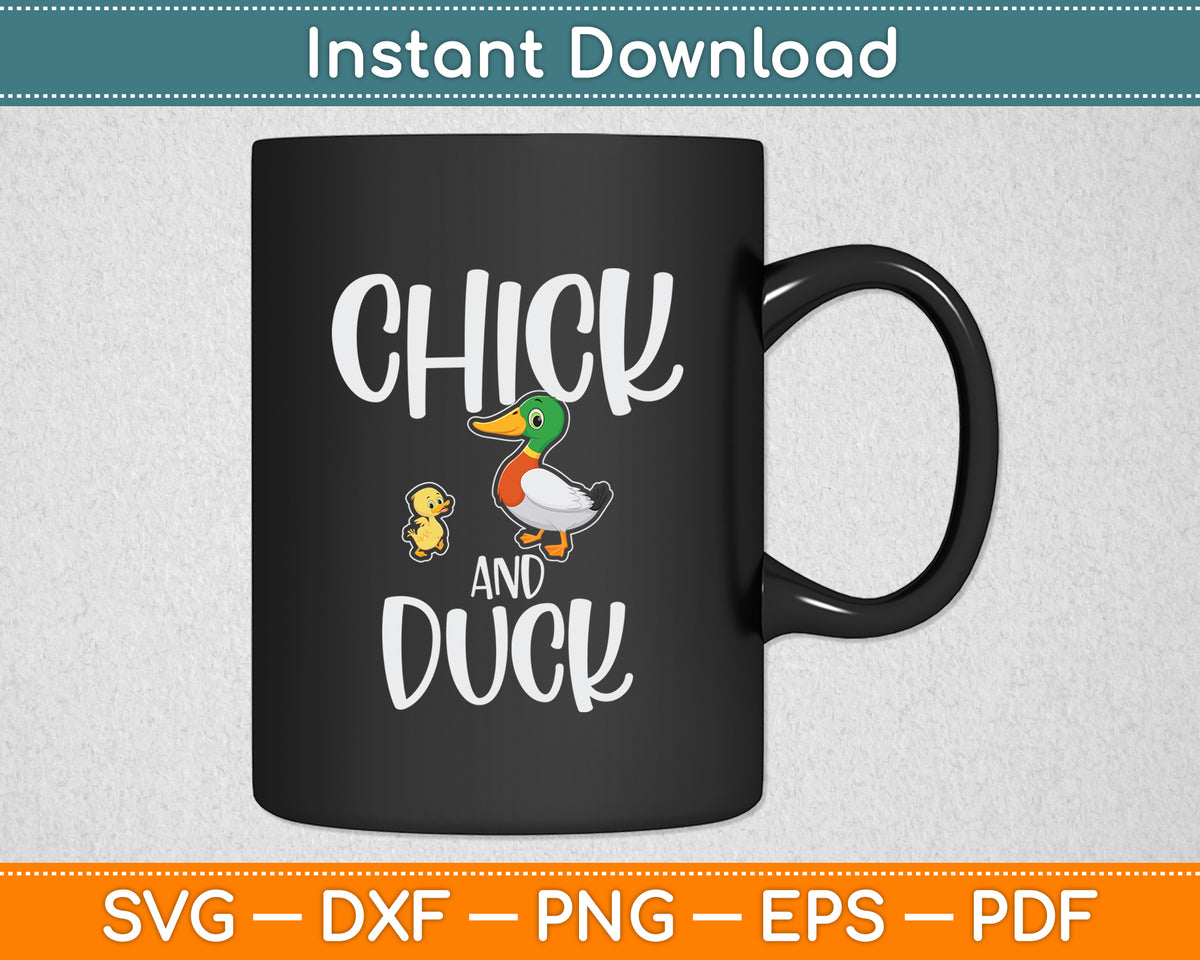 Chick and Duck Funny Svg Png Dxf Digital Cutting File