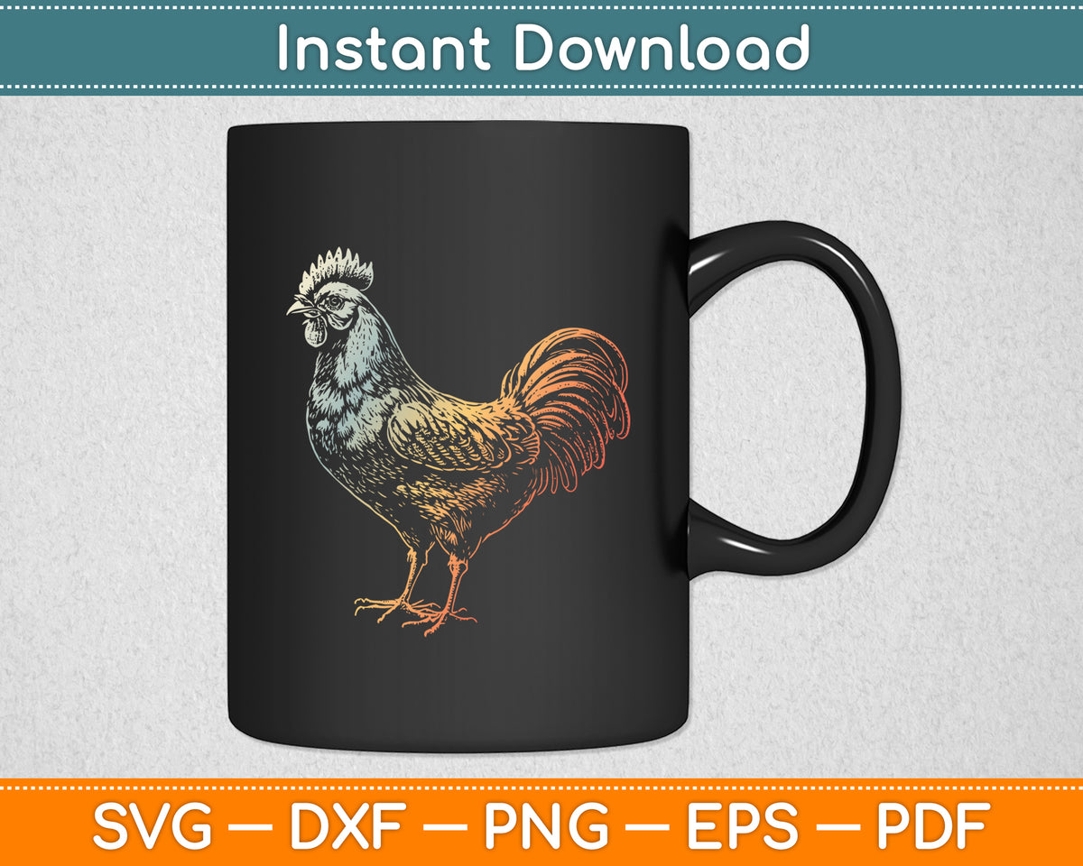Chicken Art Colorful Rooster Fowl Lovers Funny Svg Png Dxf Digital Cutting File
