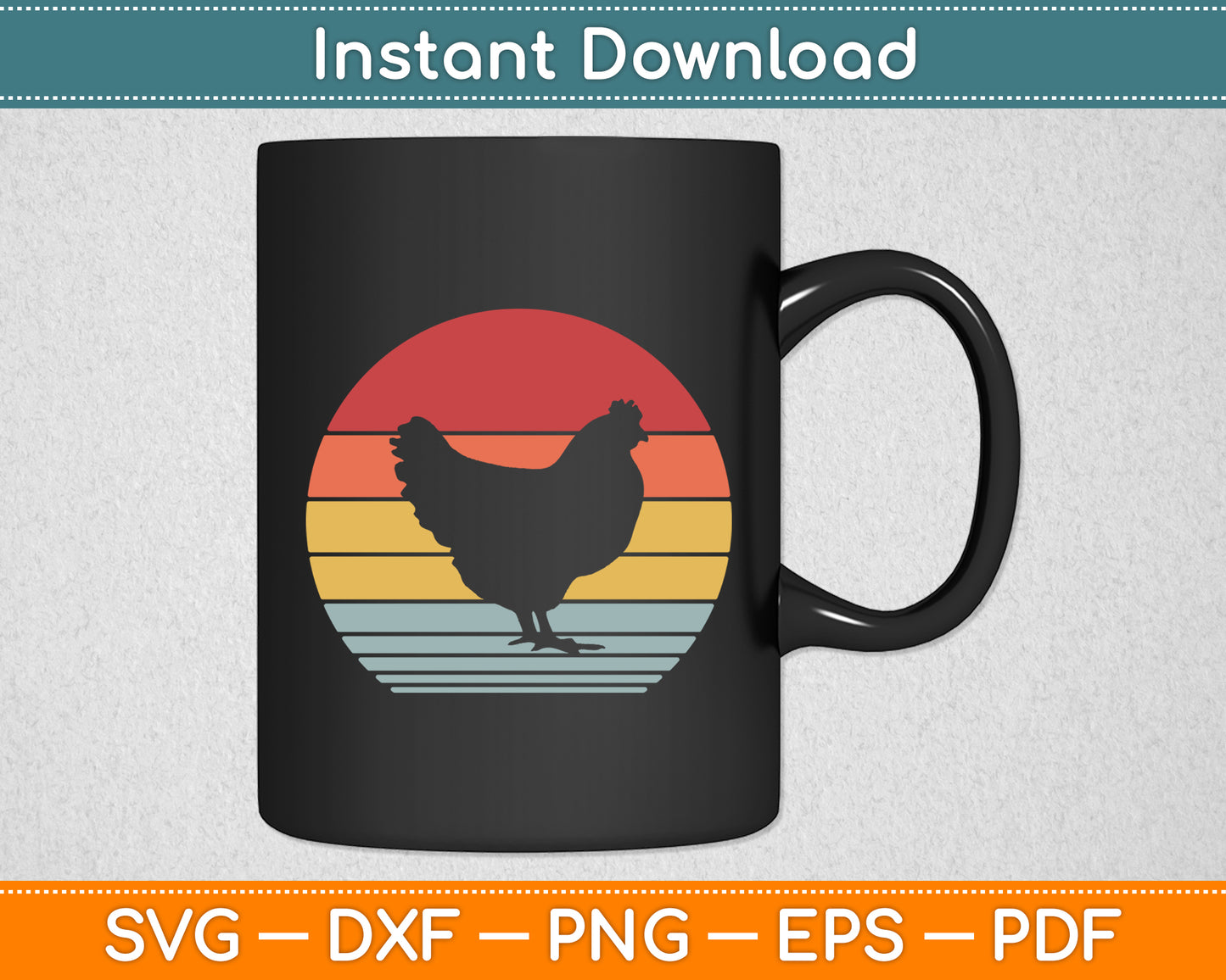 Chicken Retro Vintage 60s 70s Sunset Farm Poultry Farmer Svg Digital Cutting File