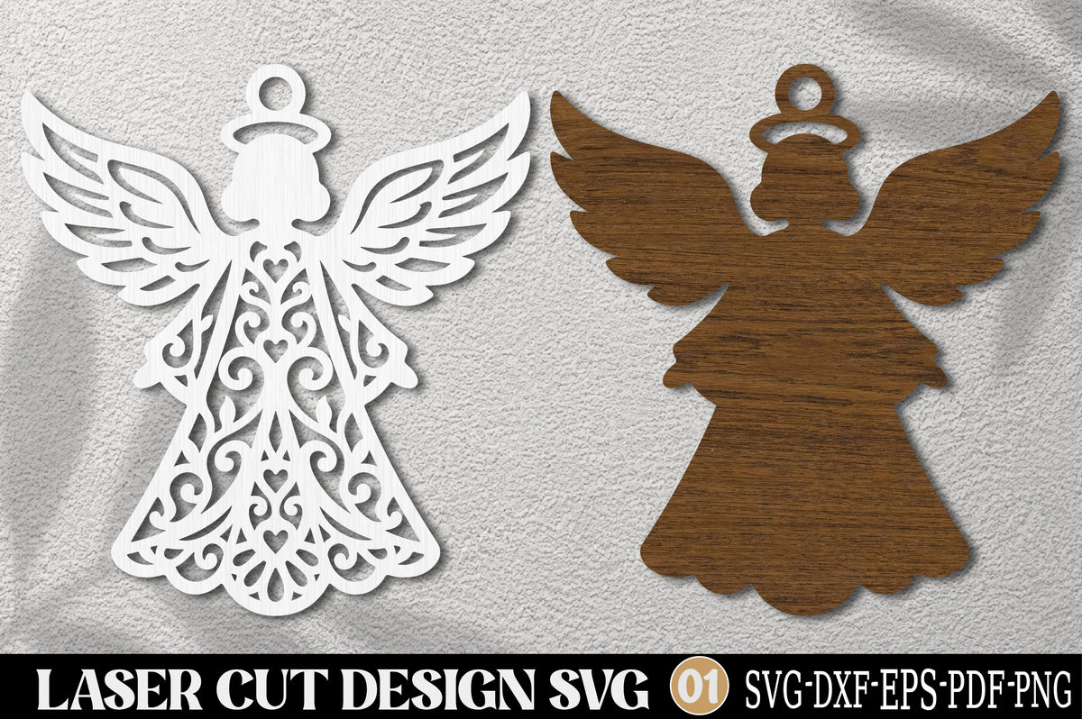 Christmas Angel Ornament Laser Cut SVG | Angel Wings