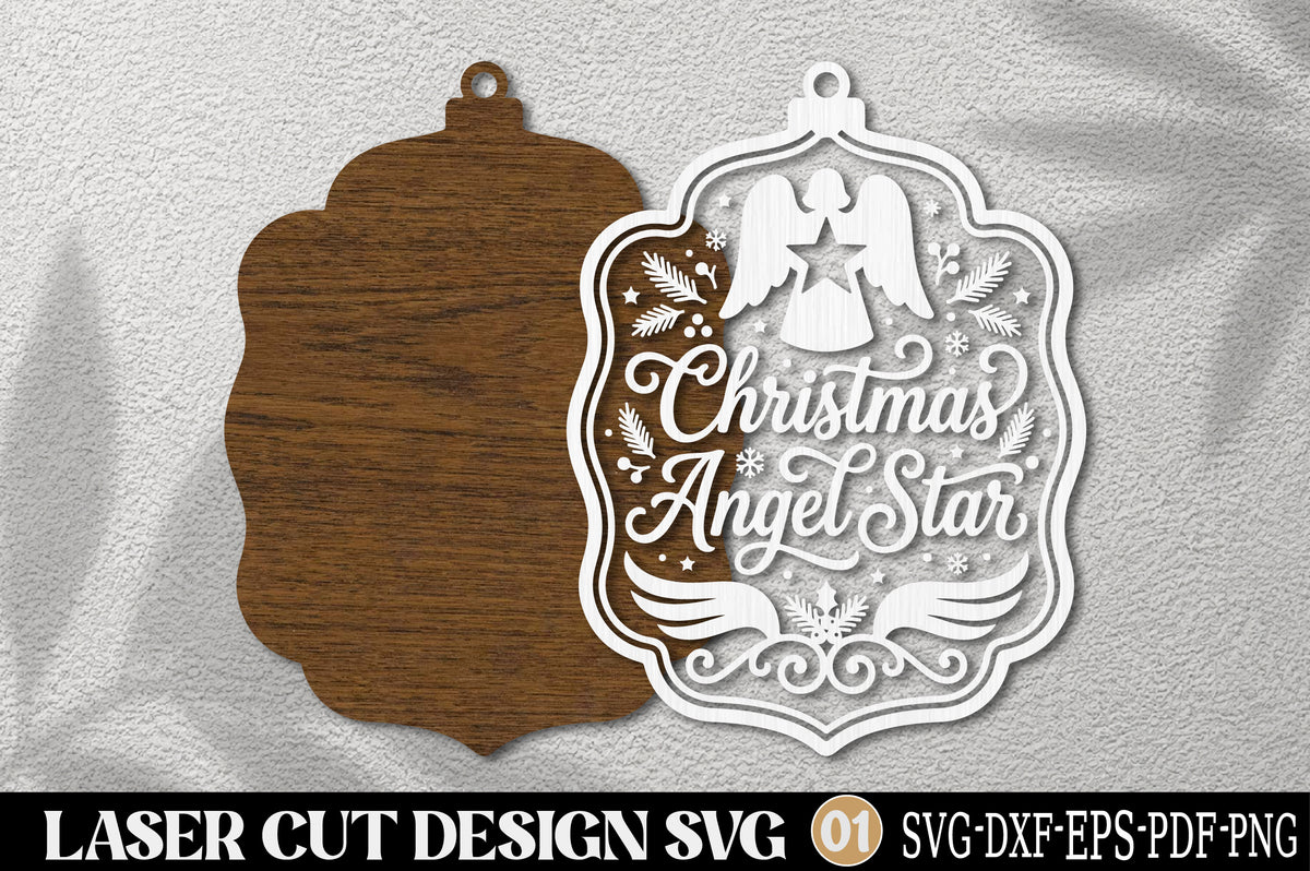 Christmas Angel Star Laser Cut SVG | Christmas Ornament Cut File