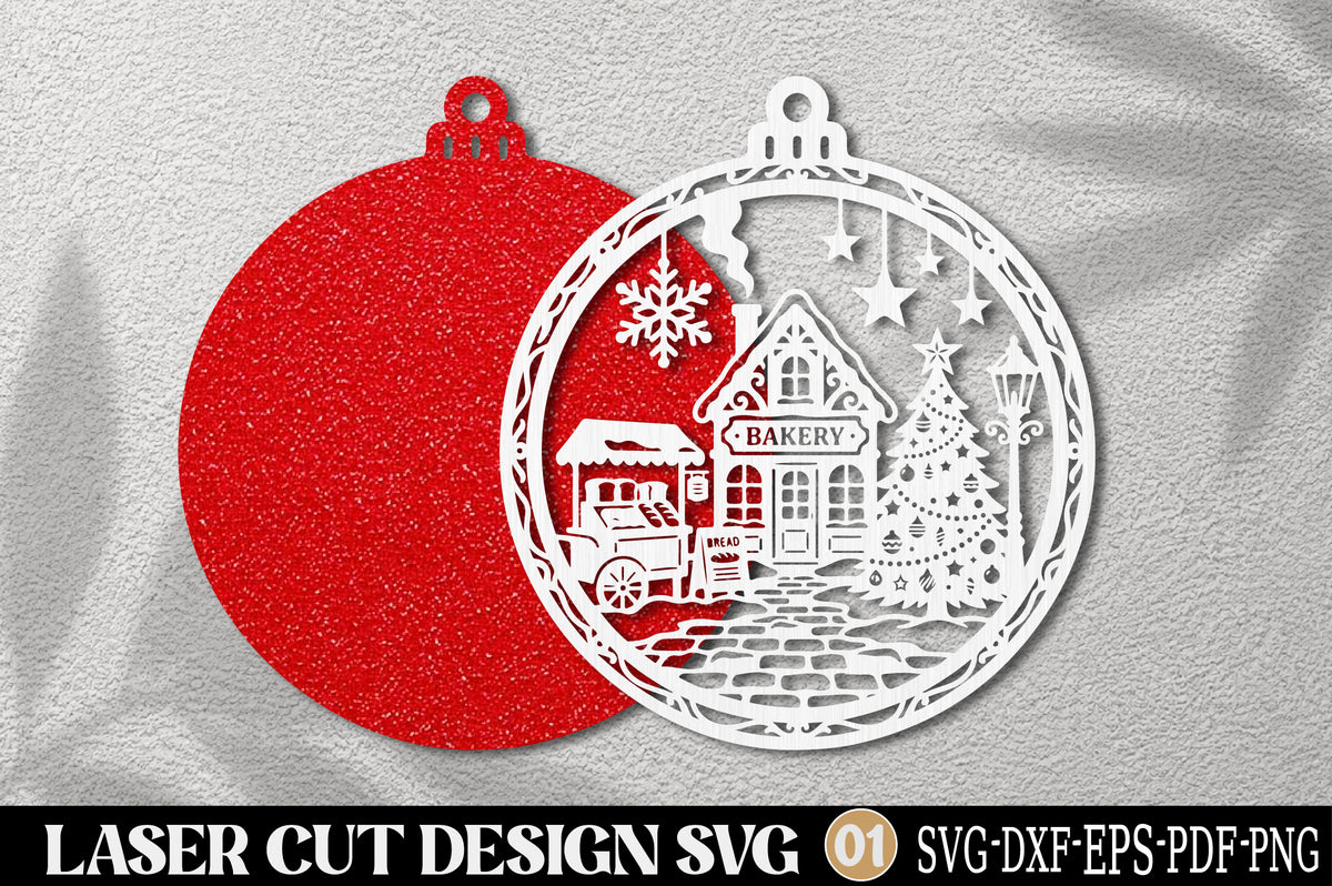 Christmas Bakery Laser Cut SVG | Christmas Village Ornament SVG