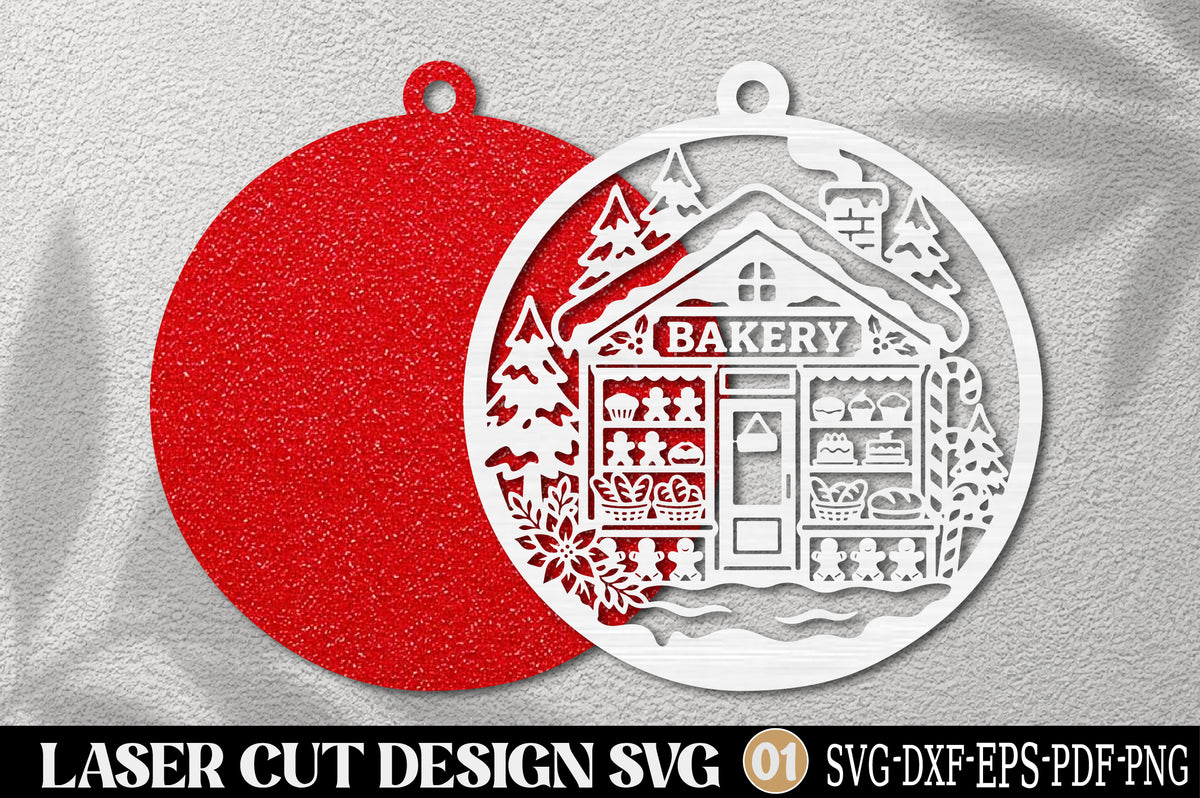 Christmas Bakery Ornament Laser Cut SVG | Bakery Christmas SVG
