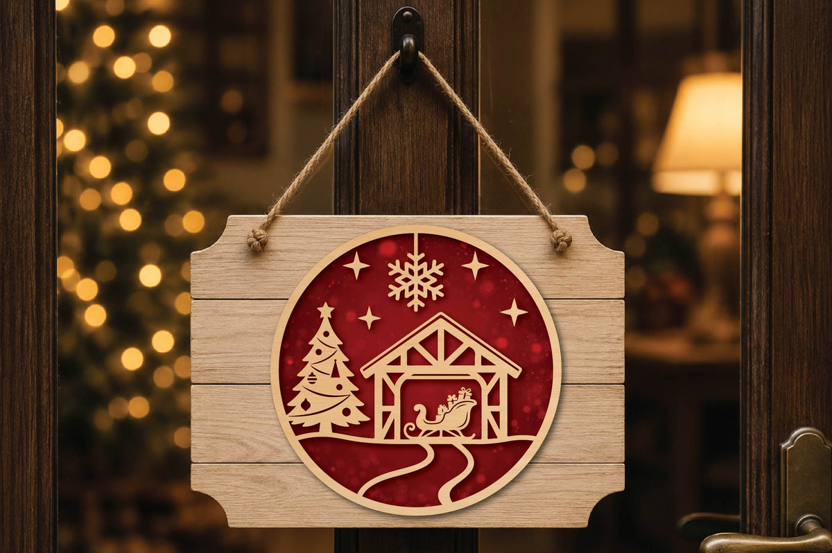 Christmas Barn Ornament Laser Cut SVG