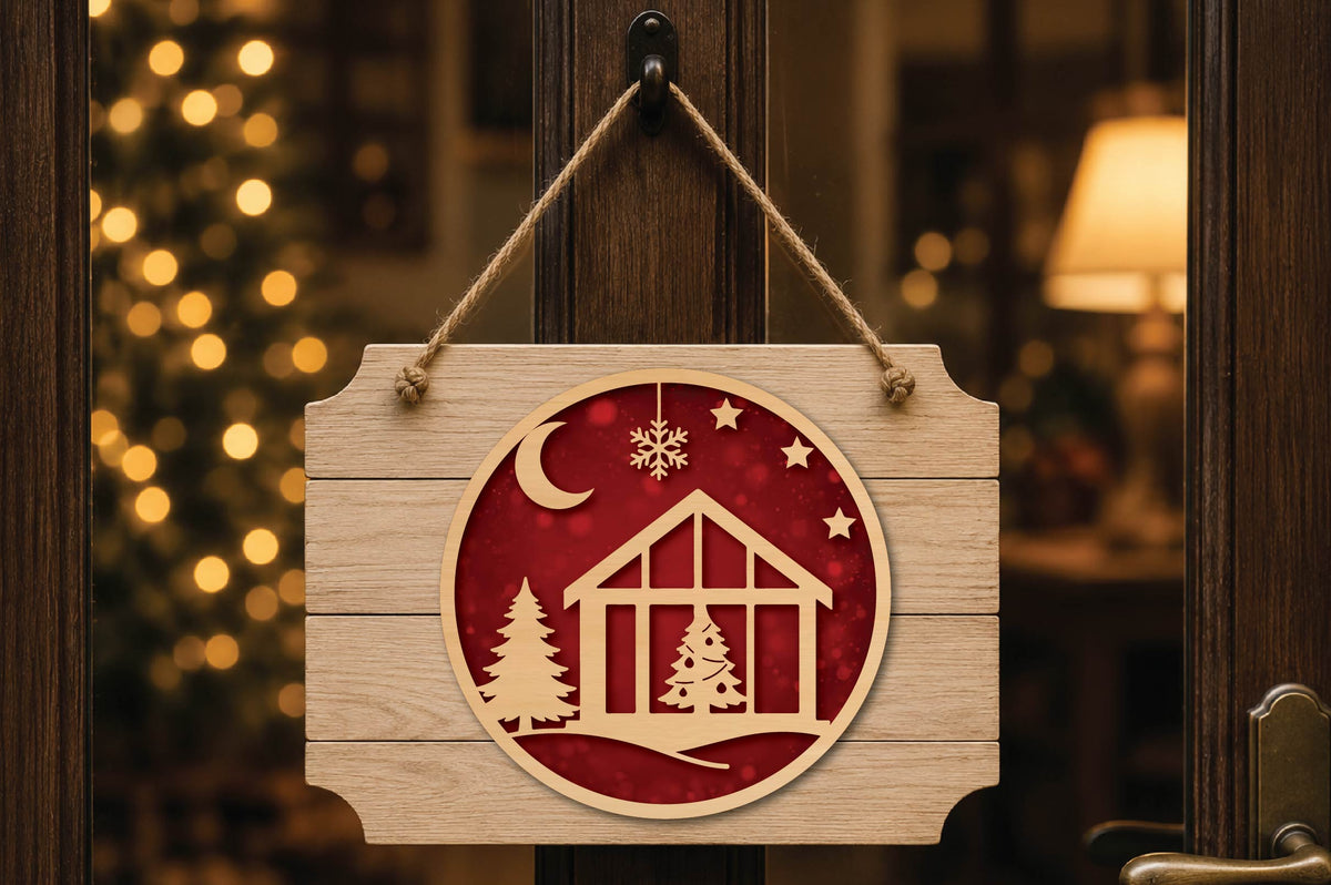 Christmas Barn Ornament Laser Cut SVG