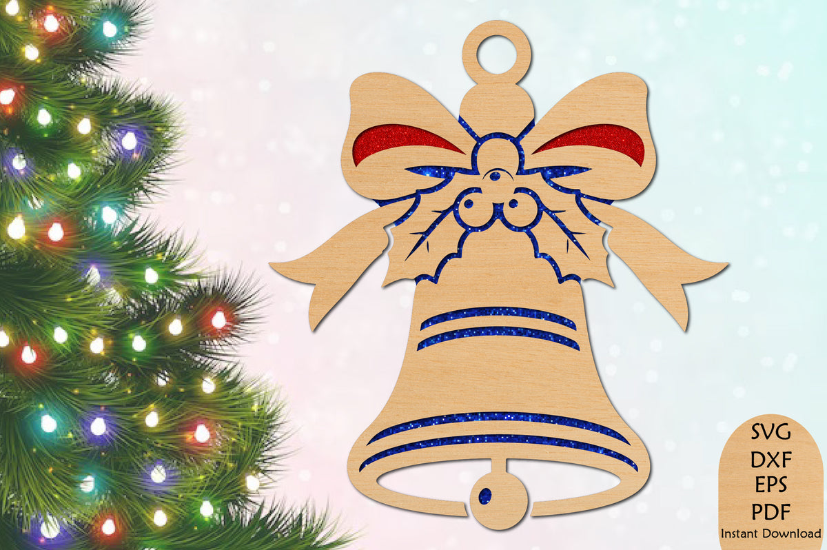 Christmas Bell Ornament Laser Cut SVG File
