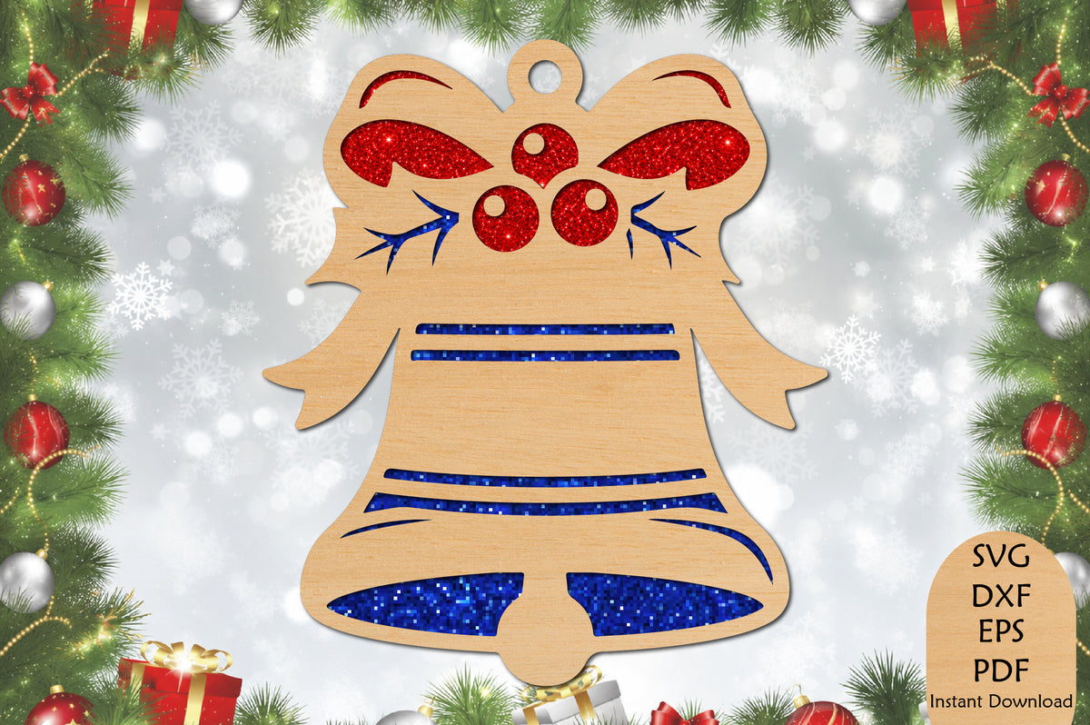 Christmas Bell Ornament Laser Cut SVG File