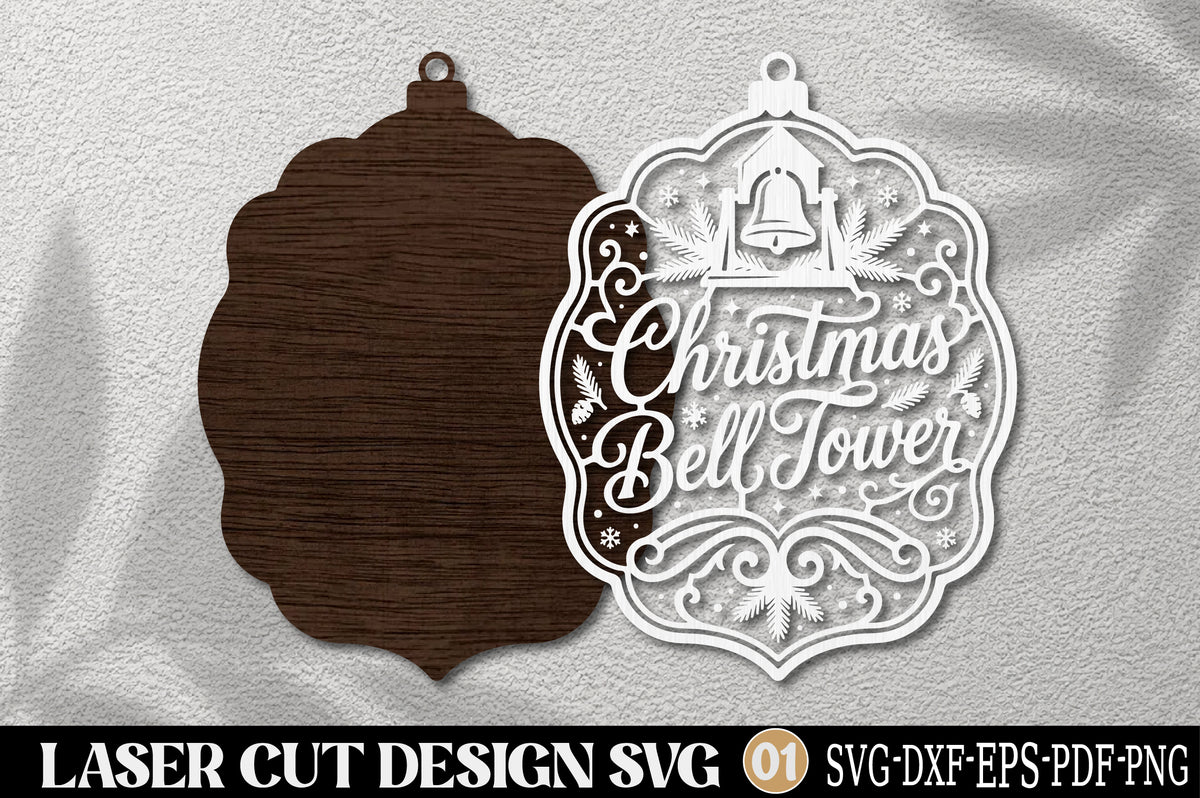 Christmas Bell Tower Laser Cut SVG | Christmas Ornament Cut File