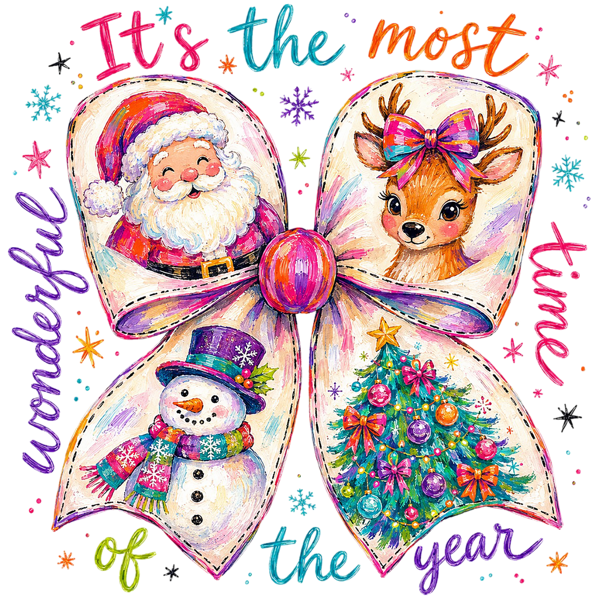 Christmas Bow Santa Reindeer PNG