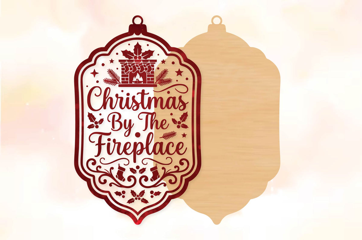 Christmas By The Fireplace Ornament Laser Cut SVG