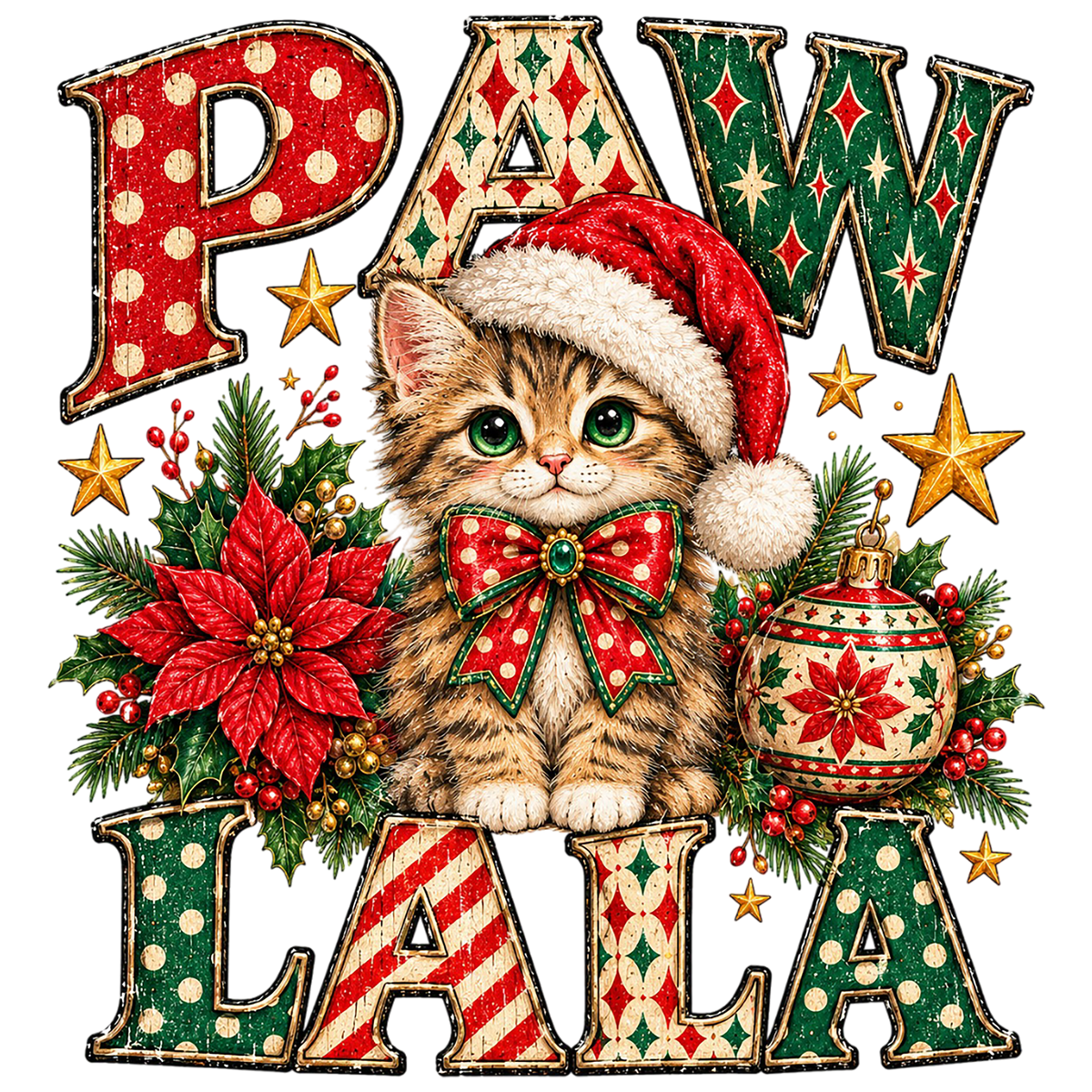 Christmas Cat Paw Lala PNG Sublimation Design