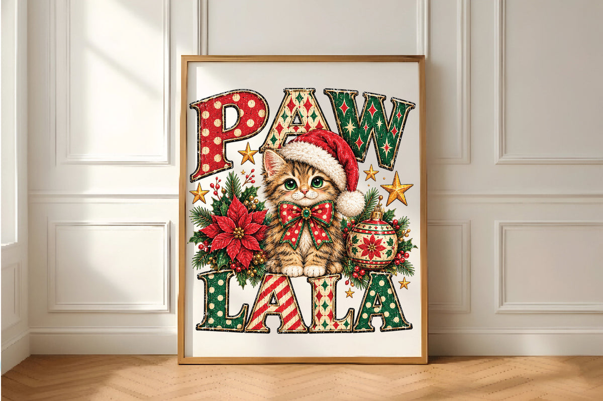 Christmas Cat Paw Lala PNG Sublimation Design