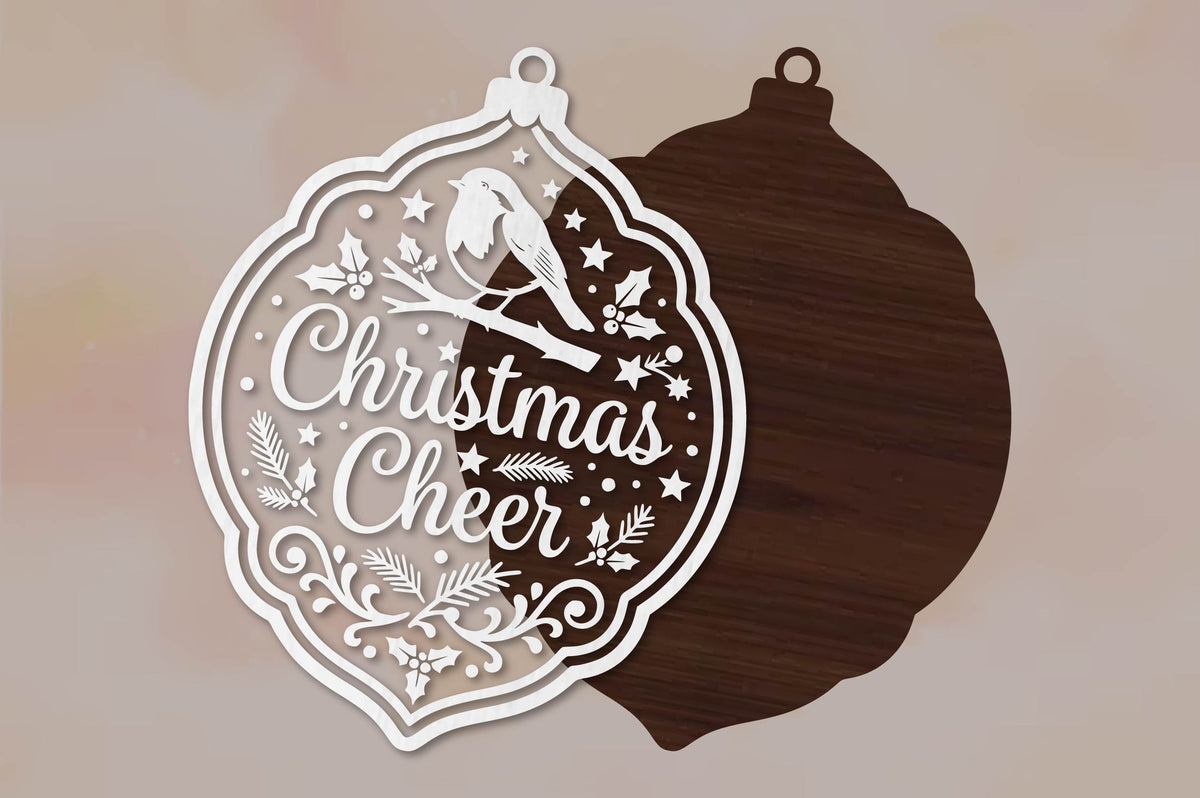 Christmas Cheer Bird Ornament Laser Cut SVG