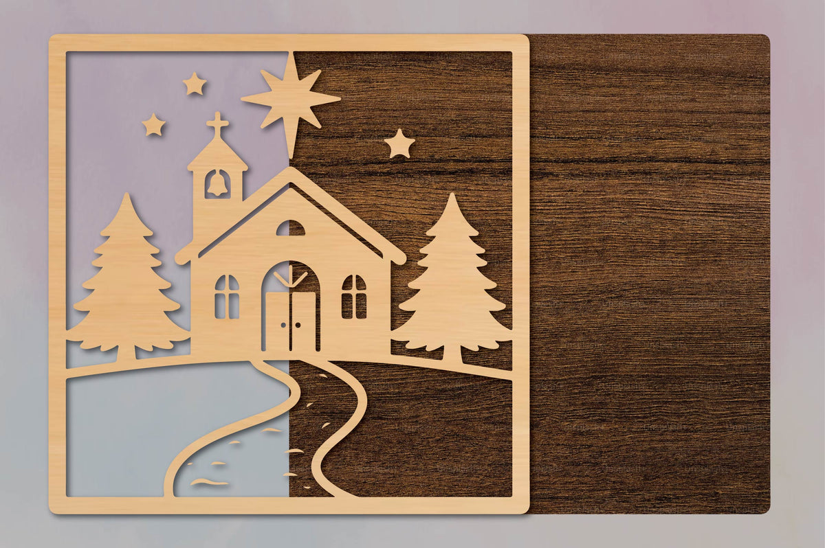 Christmas Church Laser Cut Ornament SVG