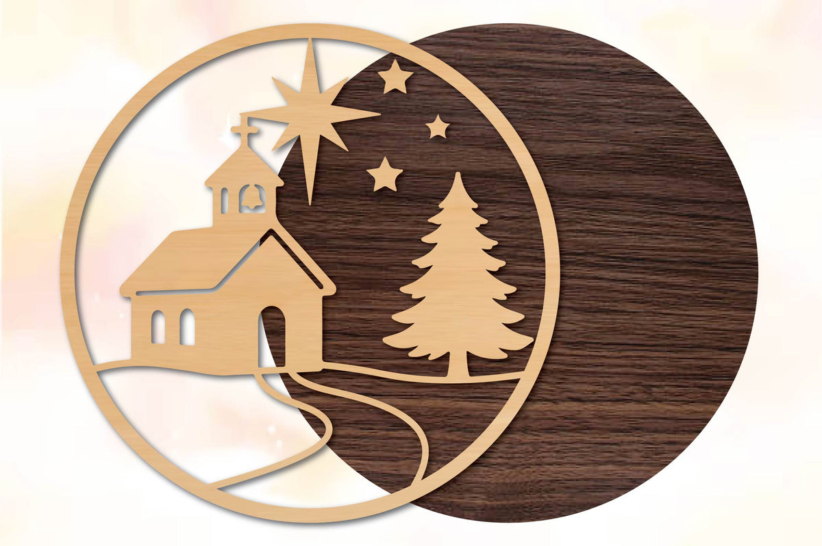 Christmas Church Laser Cut SVG