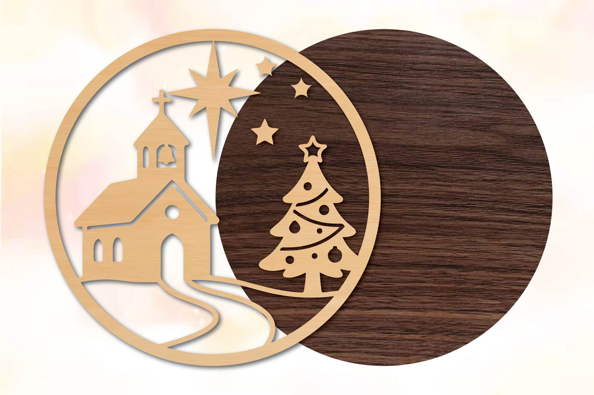 Christmas Church Laser Cut SVG