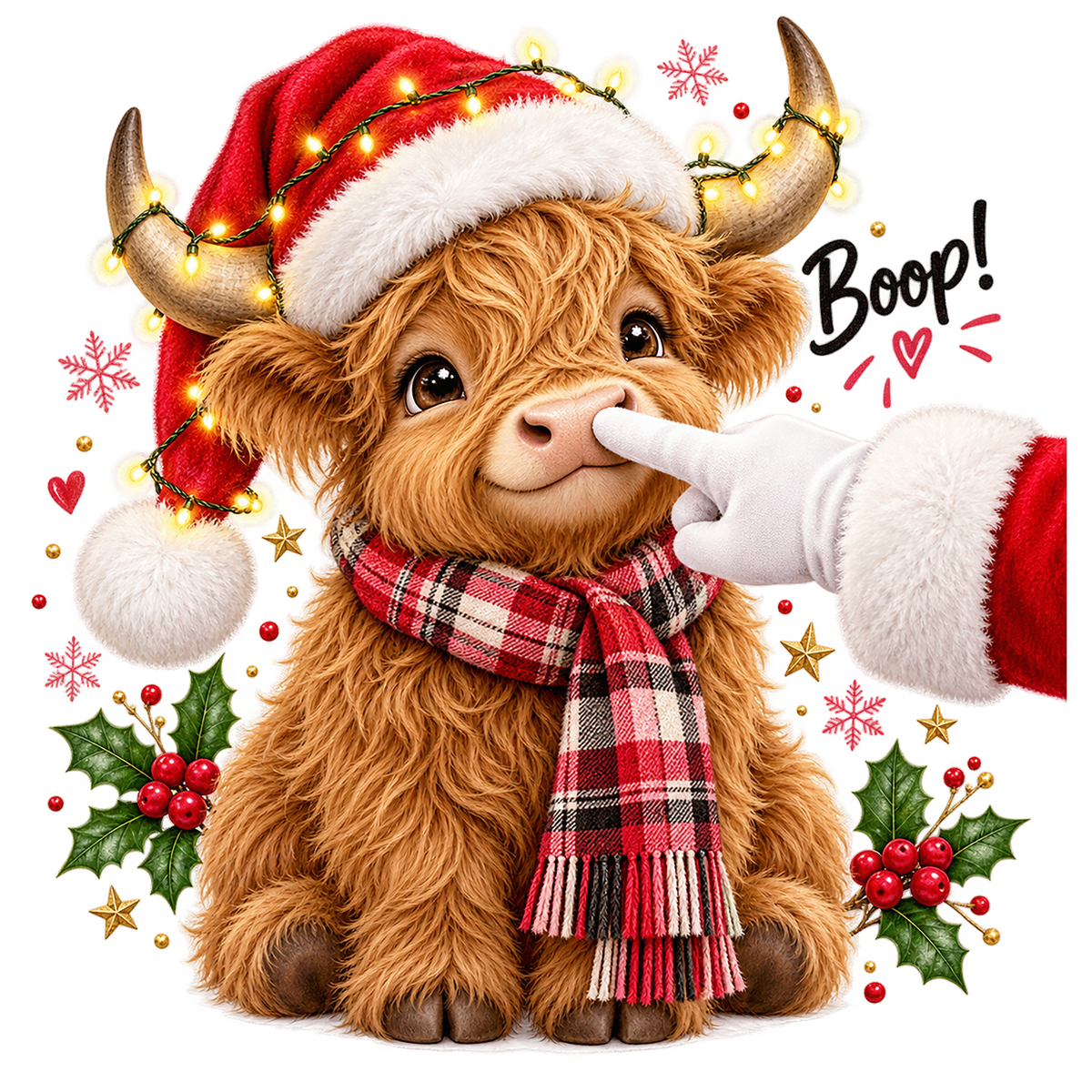 Christmas Cow Nose Boop PNG Sublimation Design