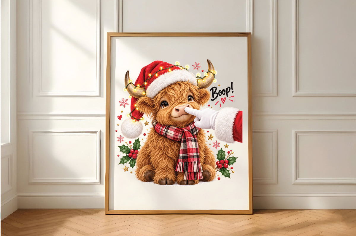 Christmas Cow Nose Boop PNG Sublimation Design