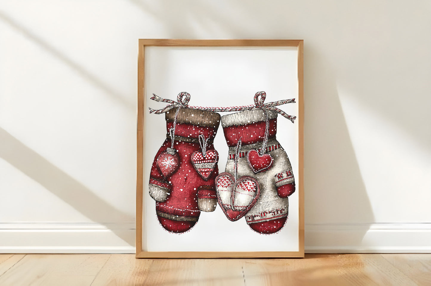 Christmas Cozy Red Mittens Clipart PNG Bundle | Cute Watercolor Holiday Mittens | Festive Winter Mittens PNG