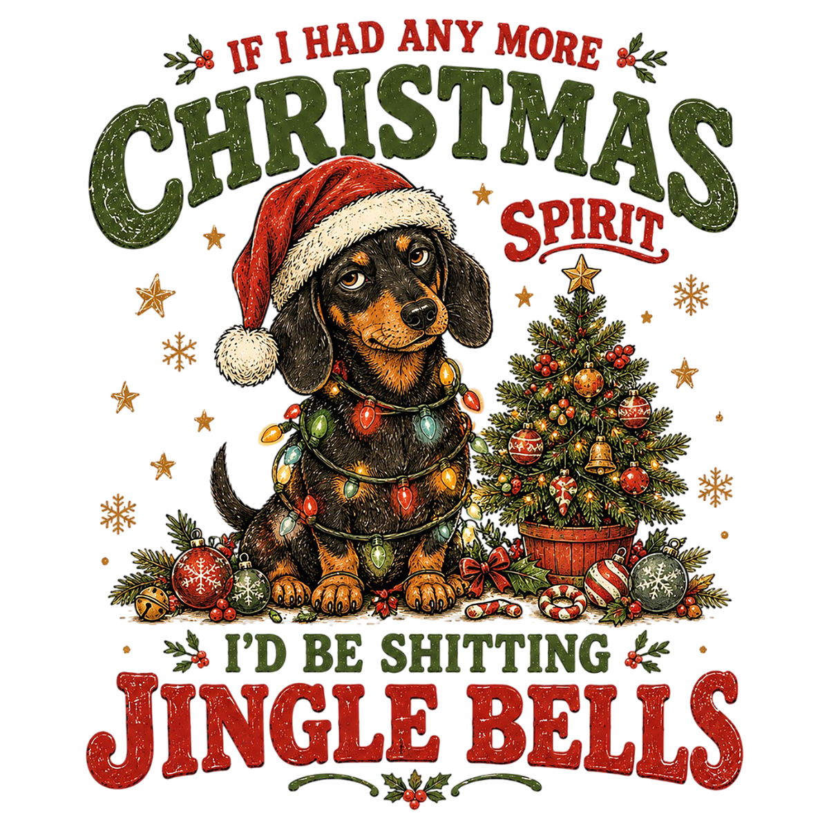 Christmas Dachshund Jingle Bells PNG Sublimation