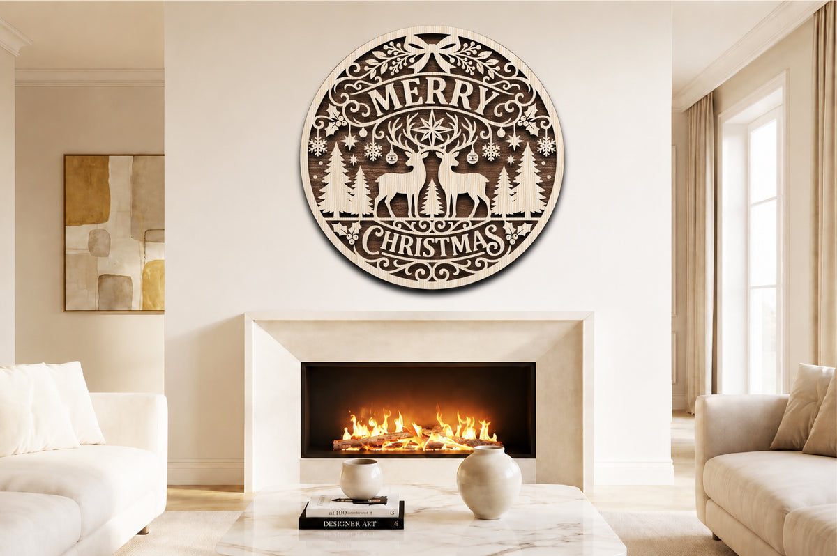 Christmas Deer Forest Laser Cut SVG