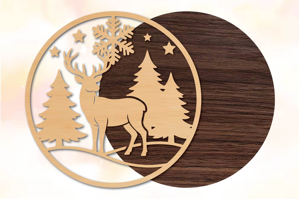 Christmas Deer Forest SVG