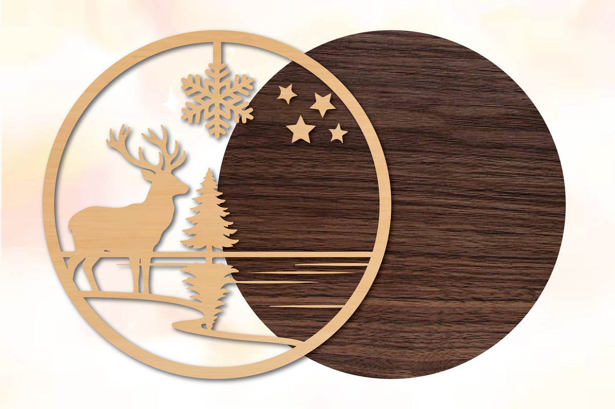 Christmas Deer Scene SVG