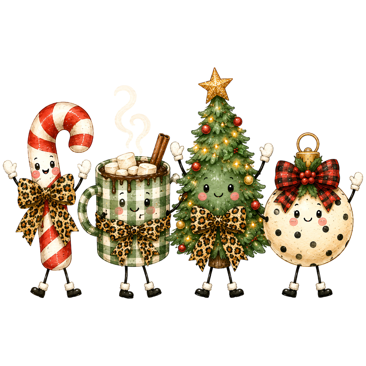 Christmas Doodles Characters PNG Bundle