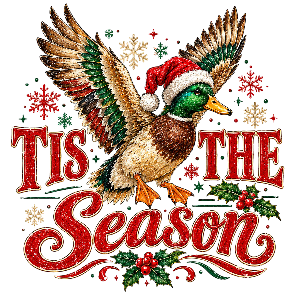 Christmas Duck Tis The Season PNG Sublimation