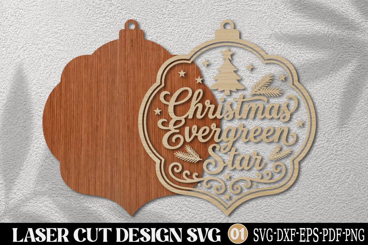 Christmas Evergreen Star Laser Cut SVG | Christmas Ornament Cut File