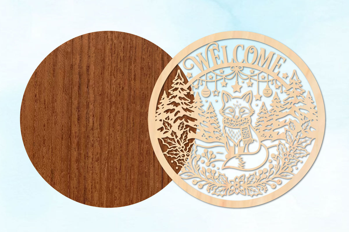 Christmas Fox Welcome Laser Cut SVG