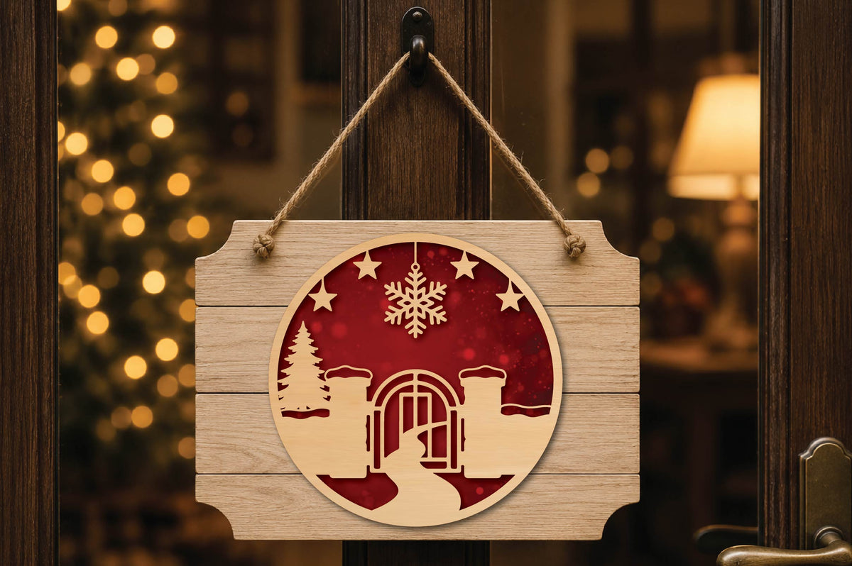 Christmas Garden Gate Ornament Laser Cut SVG