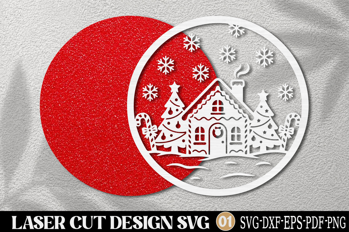 Christmas Gingerbread House Laser Cut SVG | Gingerbread House Christmas Ornament