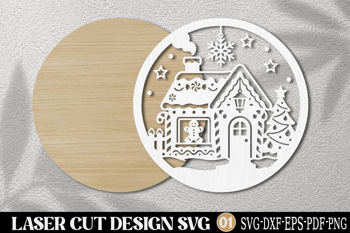 Christmas Gingerbread House Laser Cut SVG | Gingerbread Christmas Ornament