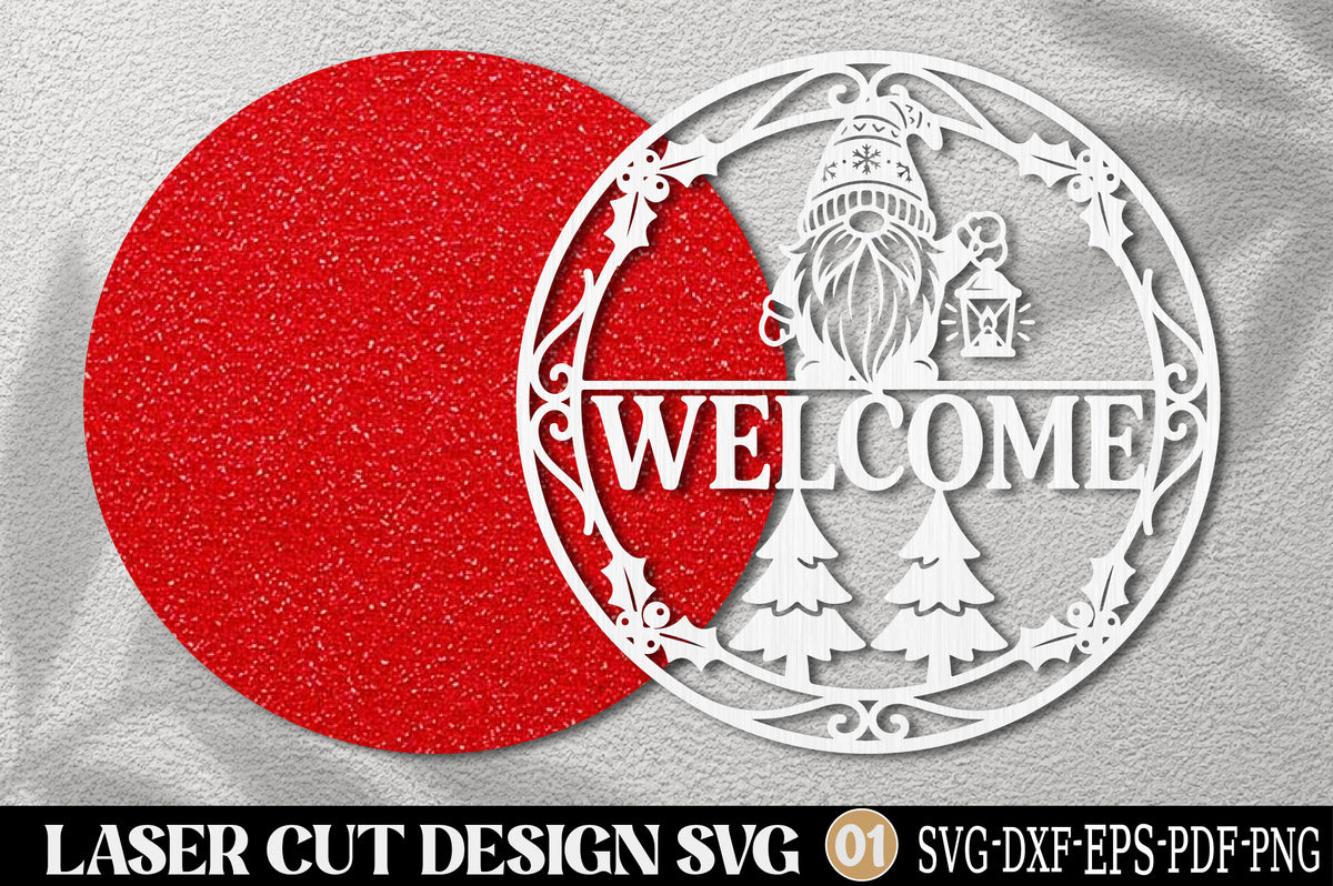 Christmas Gnome Welcome Sign SVG | Gnome Welcome Laser Cut Design