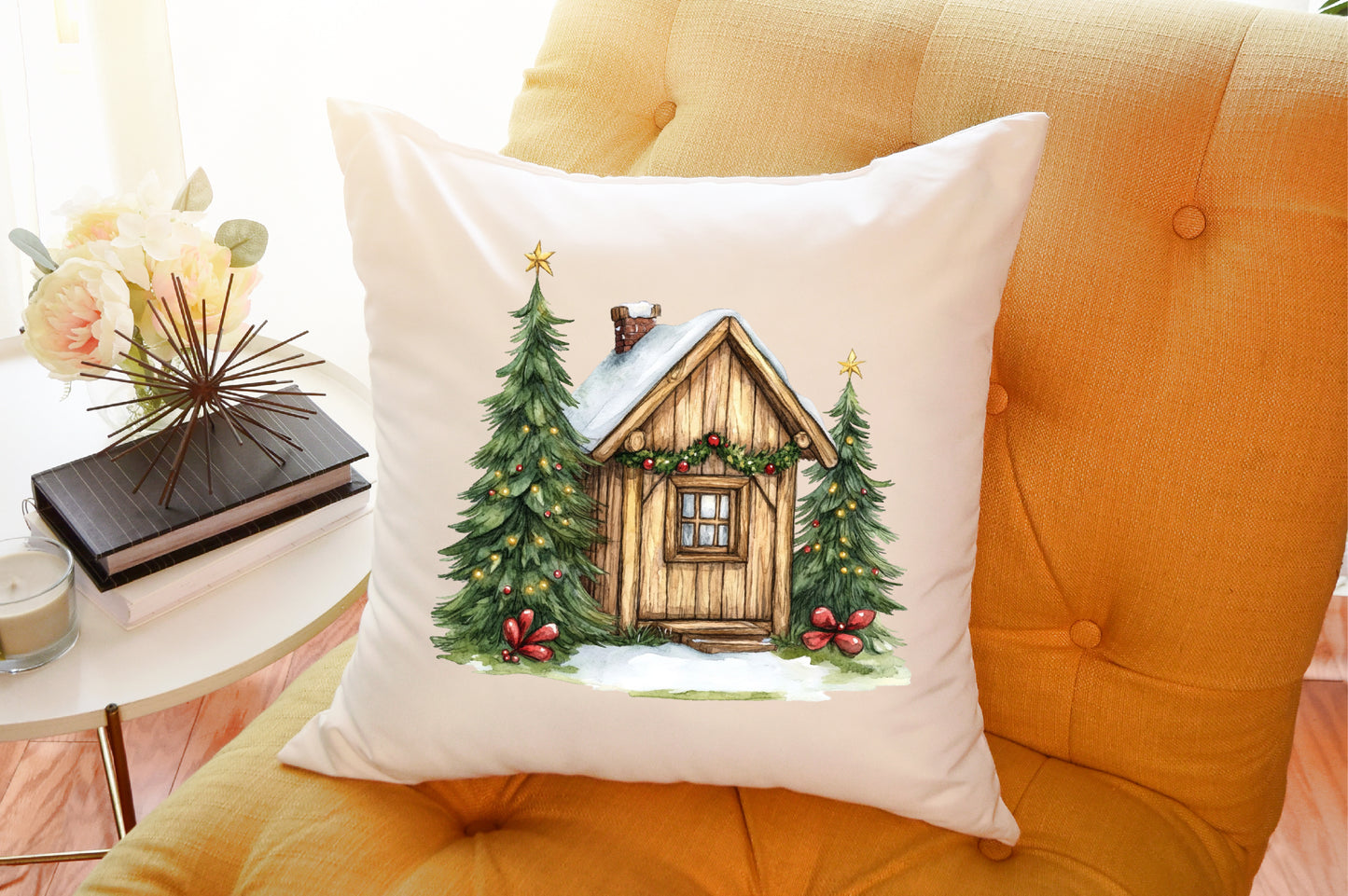 Christmas House Watercolor Clipart PNG Bundle