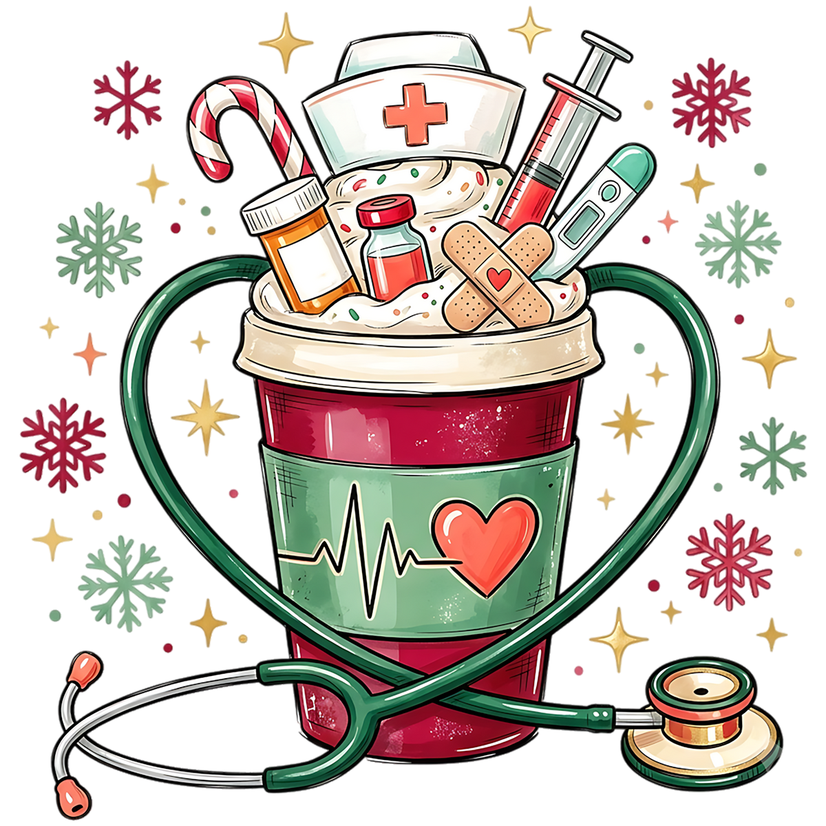 Christmas Nurse Coffee Cup PNG