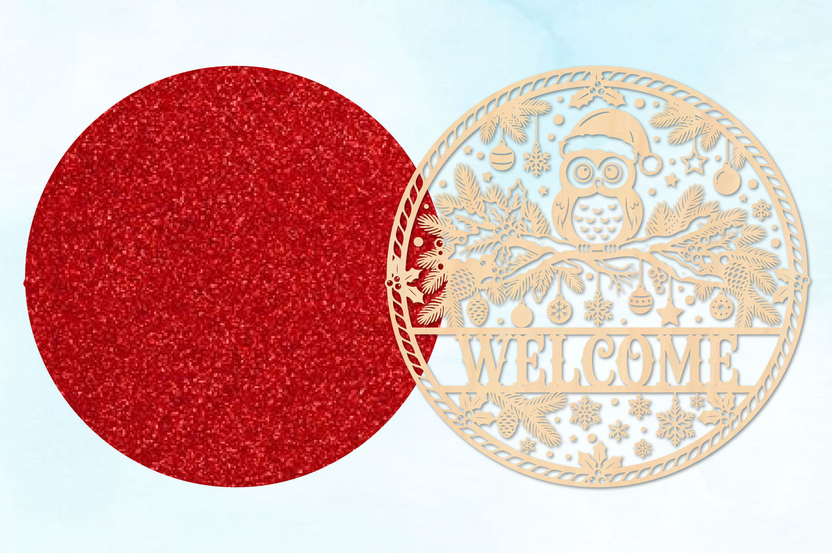 Christmas Owl Welcome Laser Cut SVG