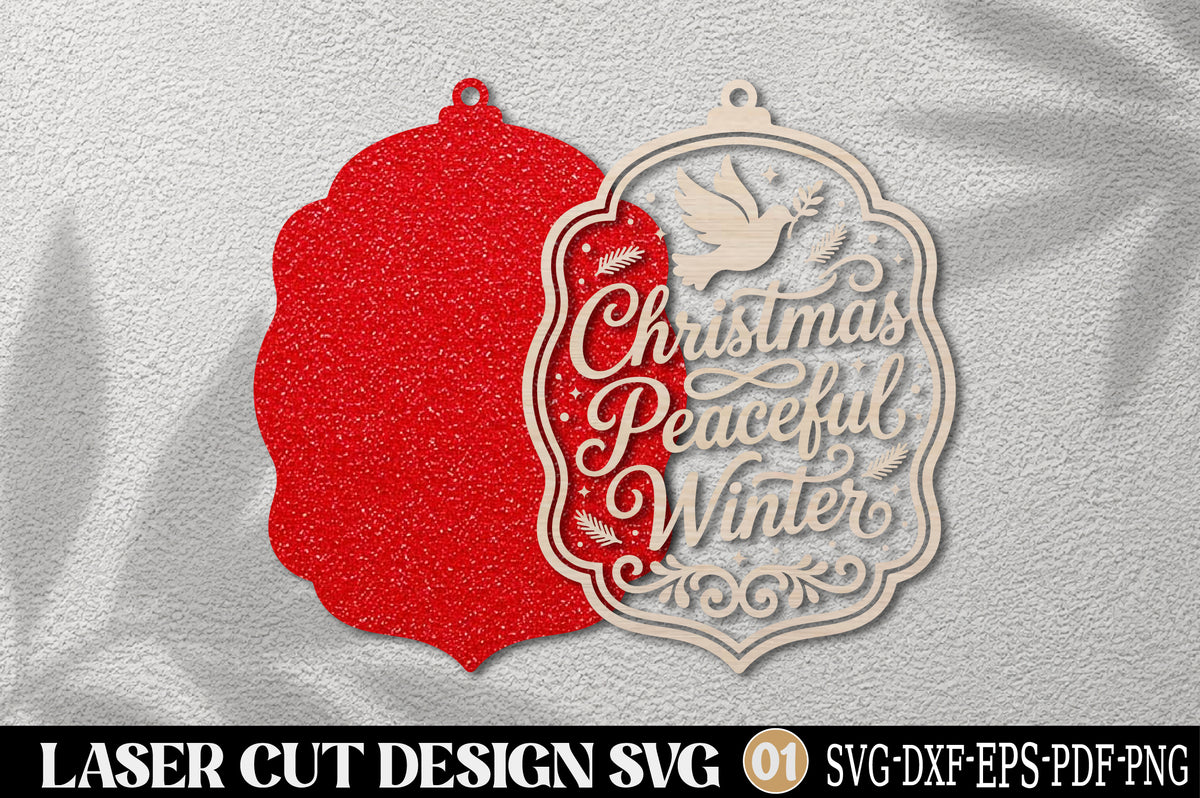 Christmas Peaceful Winter Laser Cut SVG | Christmas Dove Ornament Cut File