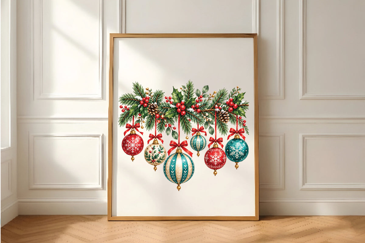 Christmas Pine Garland Ornaments PNG Sublimation