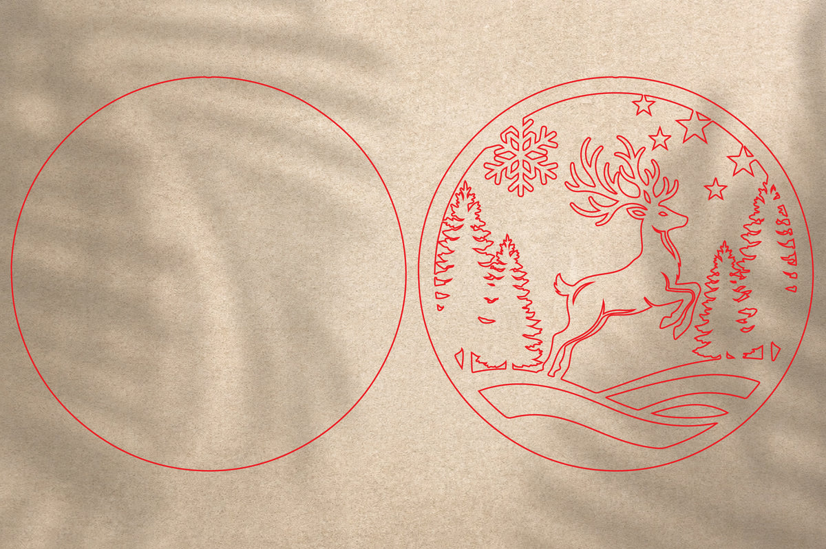 Christmas Reindeer Ornament Laser Cut SVG | Reindeer Christmas Tree Ornament