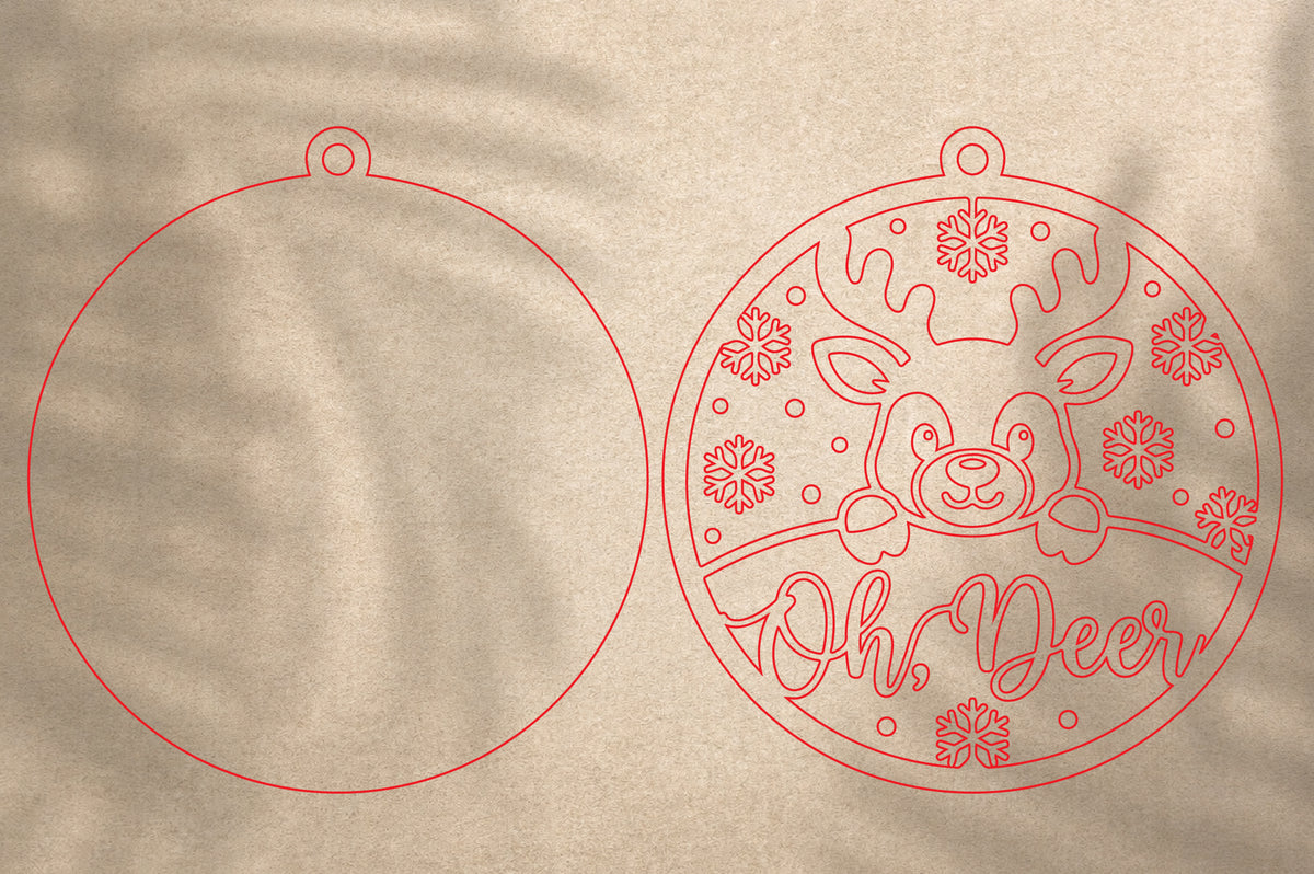 Oh Deer Christmas Ornament Laser Cut SVG | Reindeer Holiday Ornament