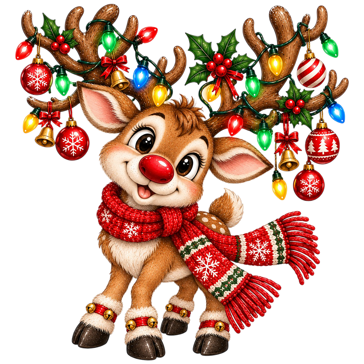 Christmas Reindeer Lights PNG Sublimation