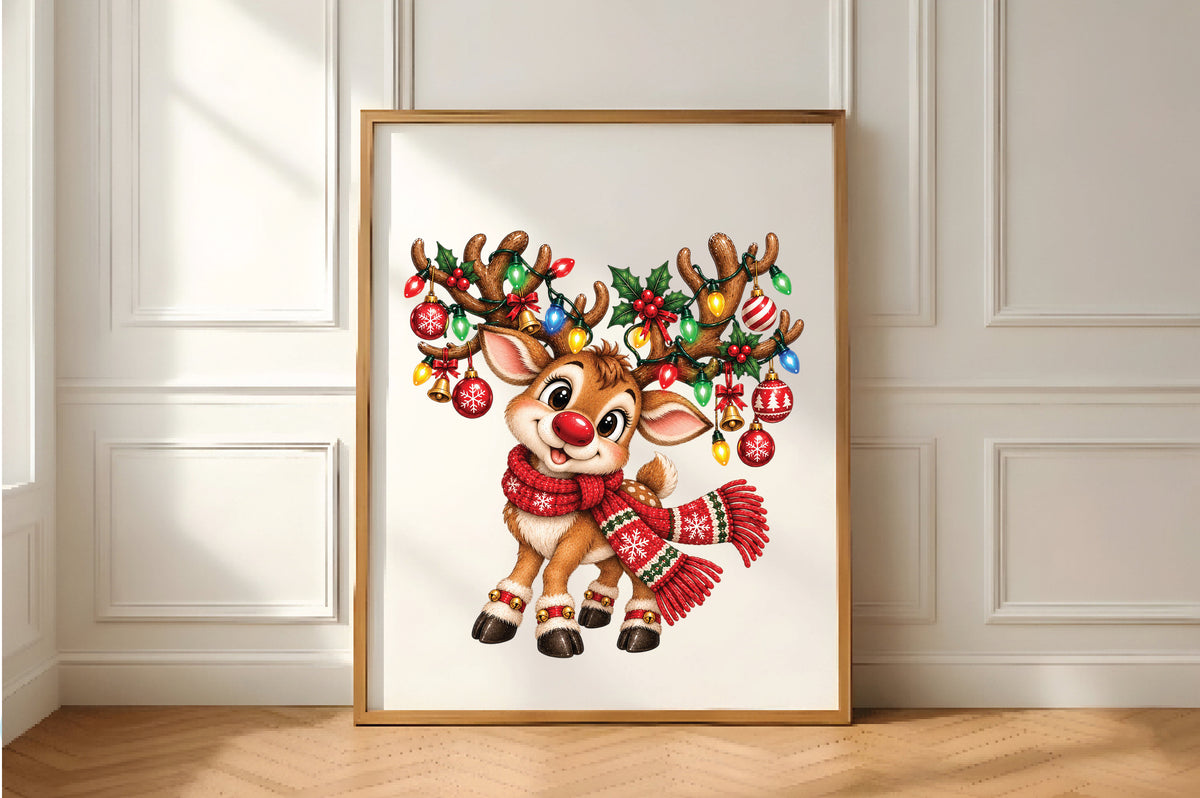 Christmas Reindeer Lights PNG Sublimation
