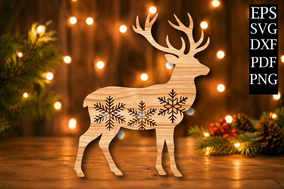 Christmas Reindeer Snowflake Laser Cut SVG