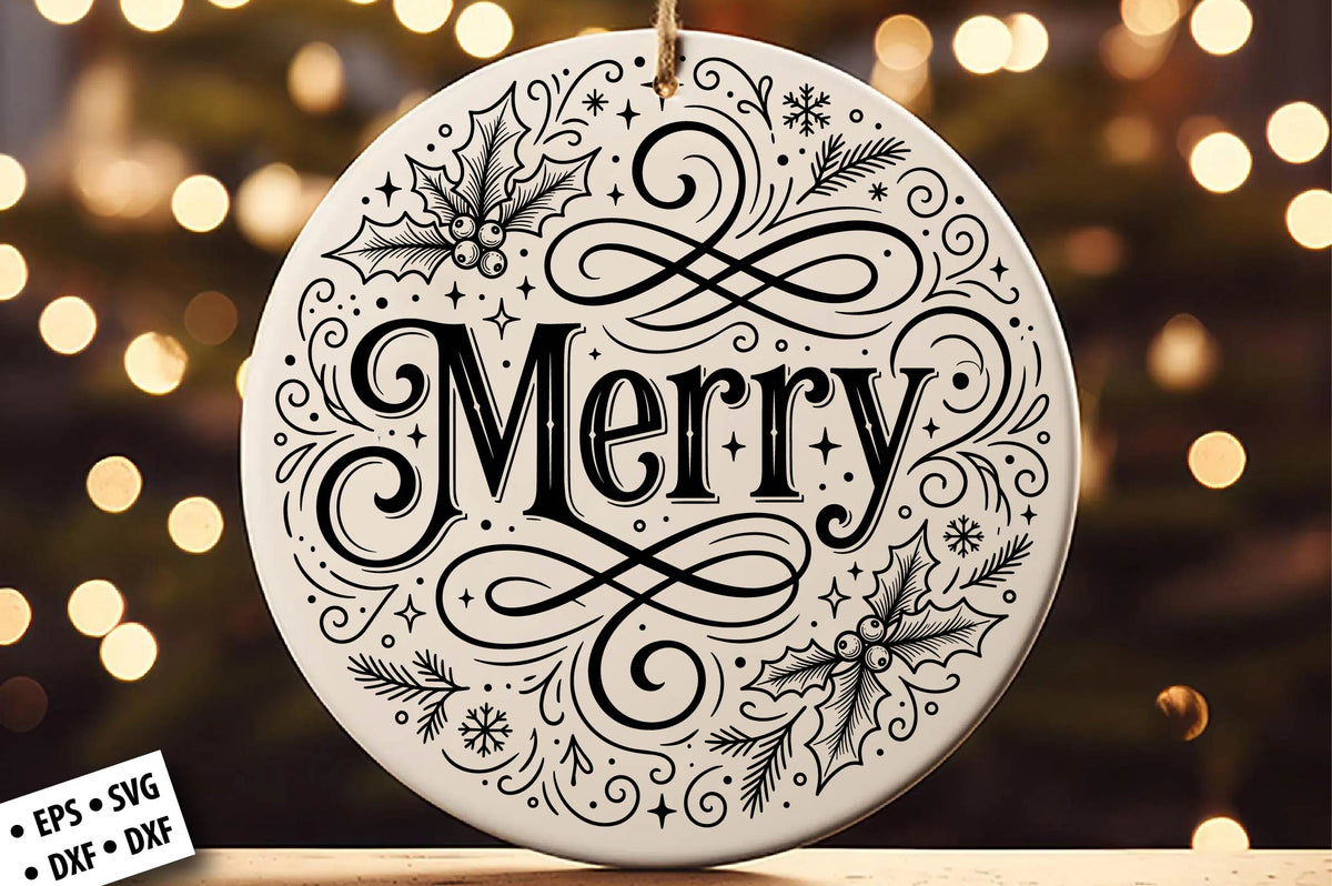 Merry Christmas Ornament SVG Laser Cut