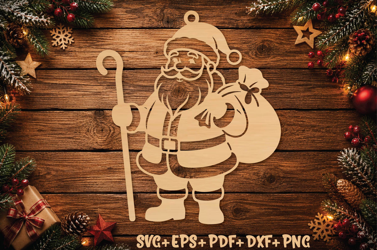 Christmas Santa Claus Ornament Laser Cut SVG