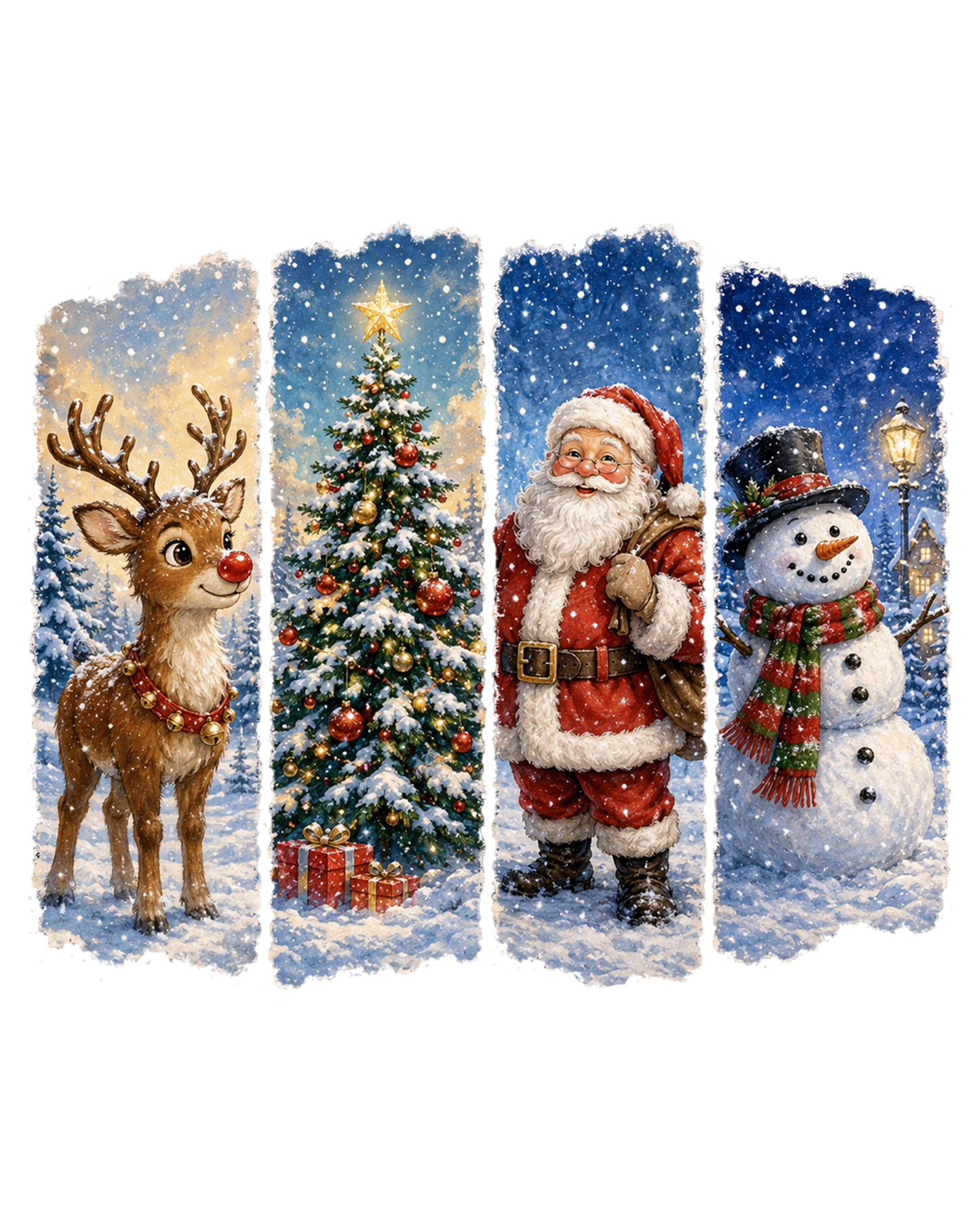 Christmas Santa Reindeer Snowman Christmas Tree Winter PNG